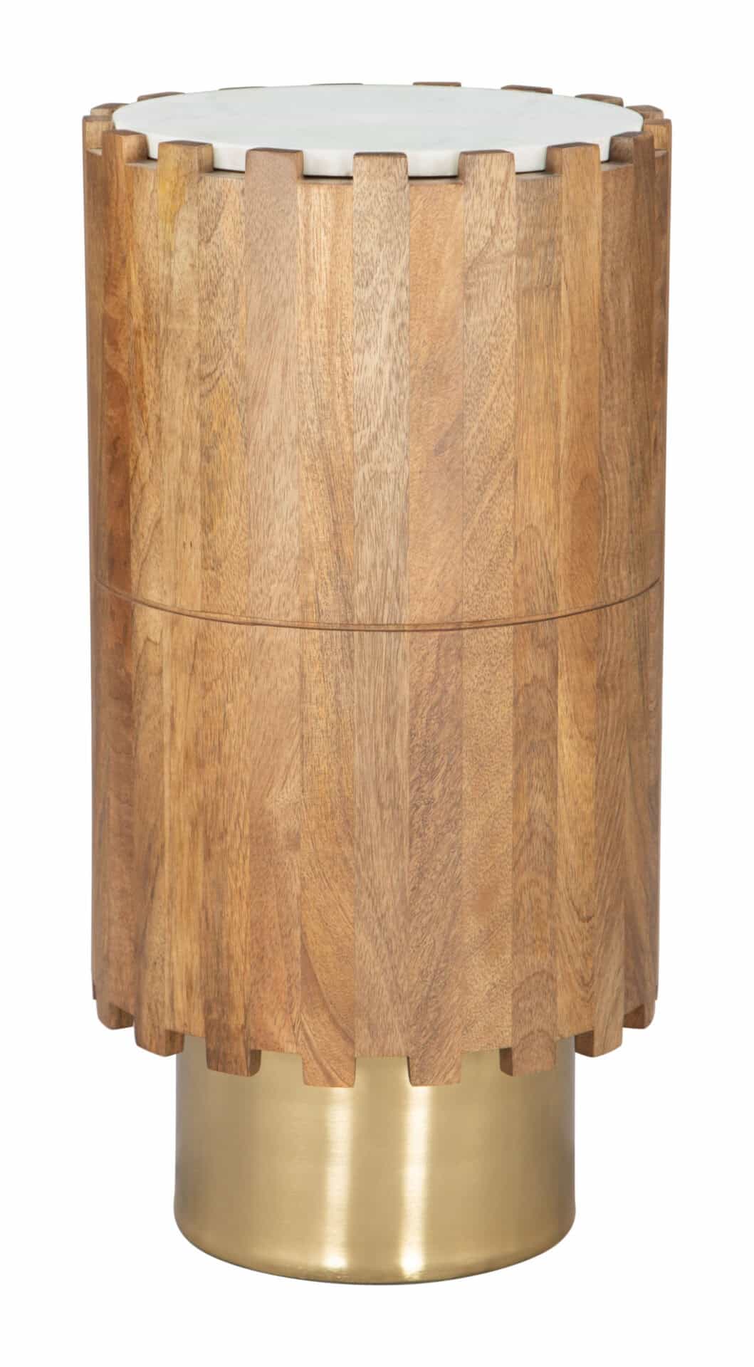 Natural Wood and Marble Round Drink Table for Small Spaces 1 Natural Wood and Marble Round Drink Table for Small Spaces
