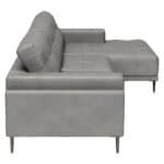 Modern Gray Leather Sectional with Chaise and Steel Legs 8 Modern Gray Leather Sectional with Chaise and Steel Legs