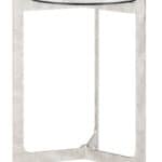 Marble Top Side Table with Cast Aluminum Base in White & Silver