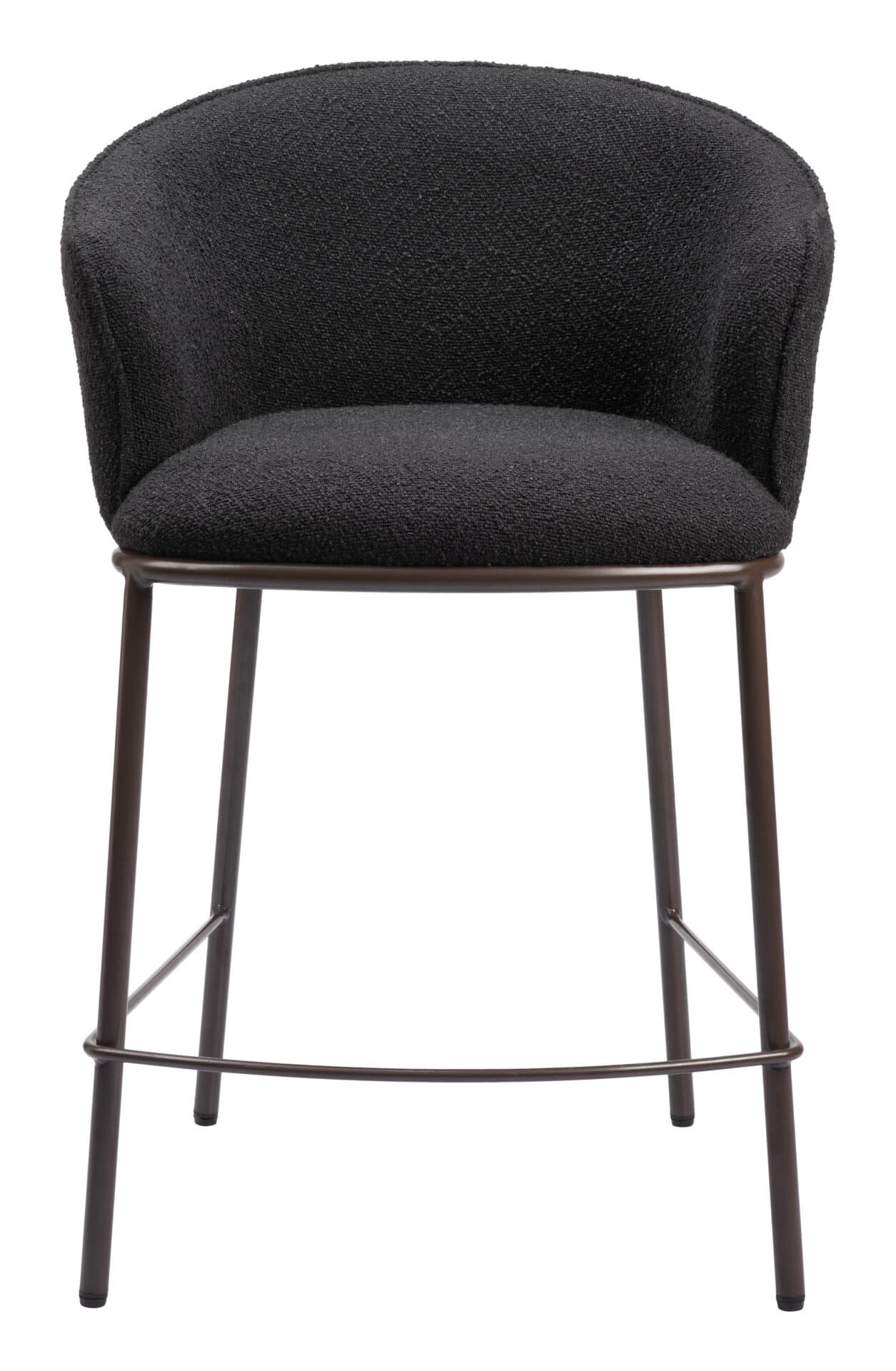Black & Bronze Counter Stool with Teddy Fabric and Armrests 5 Black & Bronze Counter Stool with Teddy Fabric and Armrests - Image 5