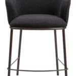 Black & Bronze Counter Stool with Teddy Fabric and Armrests