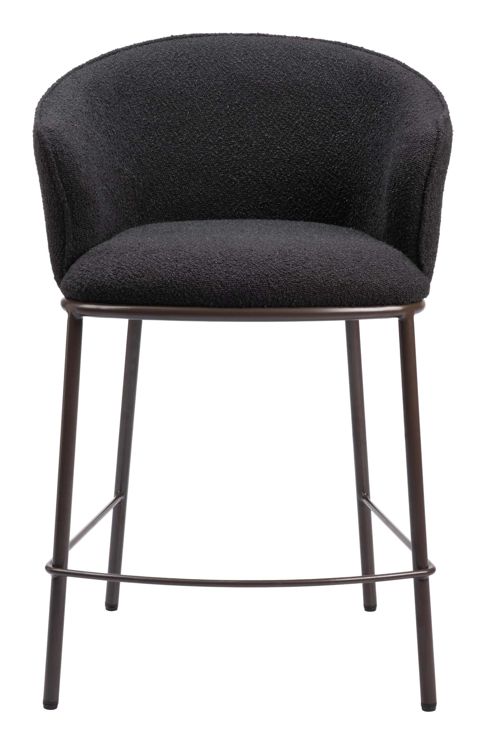 Black & Bronze Counter Stool with Teddy Fabric and Armrests 14 Black & Bronze Counter Stool with Teddy Fabric and Armrests