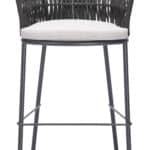 Black Outdoor-Indoor Barstools with Armrest and Footrest (Set of 2)