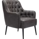 Vintage Tufted Vinyl Accent Chair with Steel Legs 16 Vintage Tufted Vinyl Accent Chair with Steel Legs