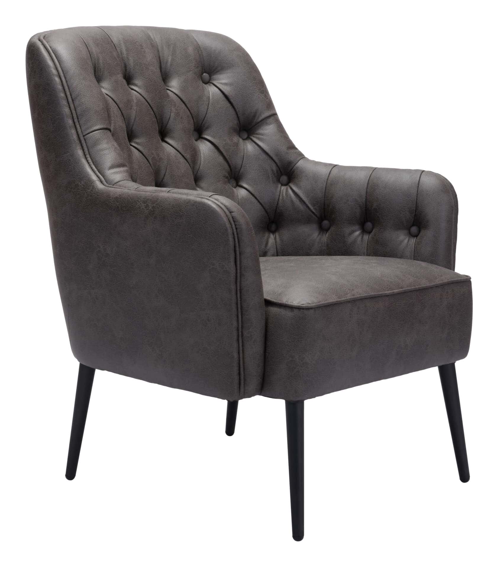 Vintage Tufted Vinyl Accent Chair with Steel Legs 7 Vintage Tufted Vinyl Accent Chair with Steel Legs - Image 7