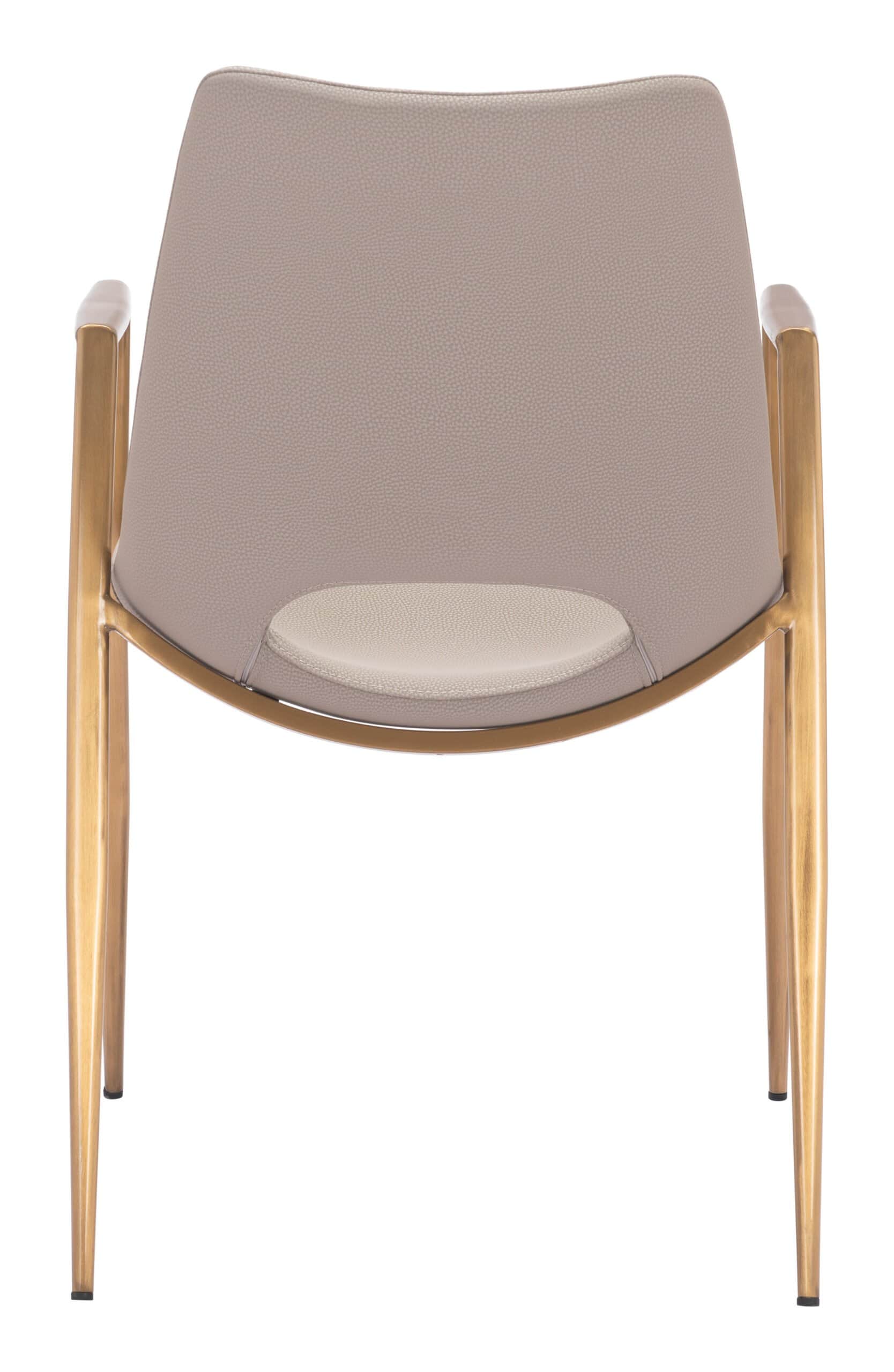 Beige Faux Leather Dining Chair with Gold Steel Legs (Set of 2)