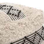 Beige & Black Boho Ottoman with Woven Cotton Seat 8 Beige & Black Boho Ottoman with Woven Cotton Seat