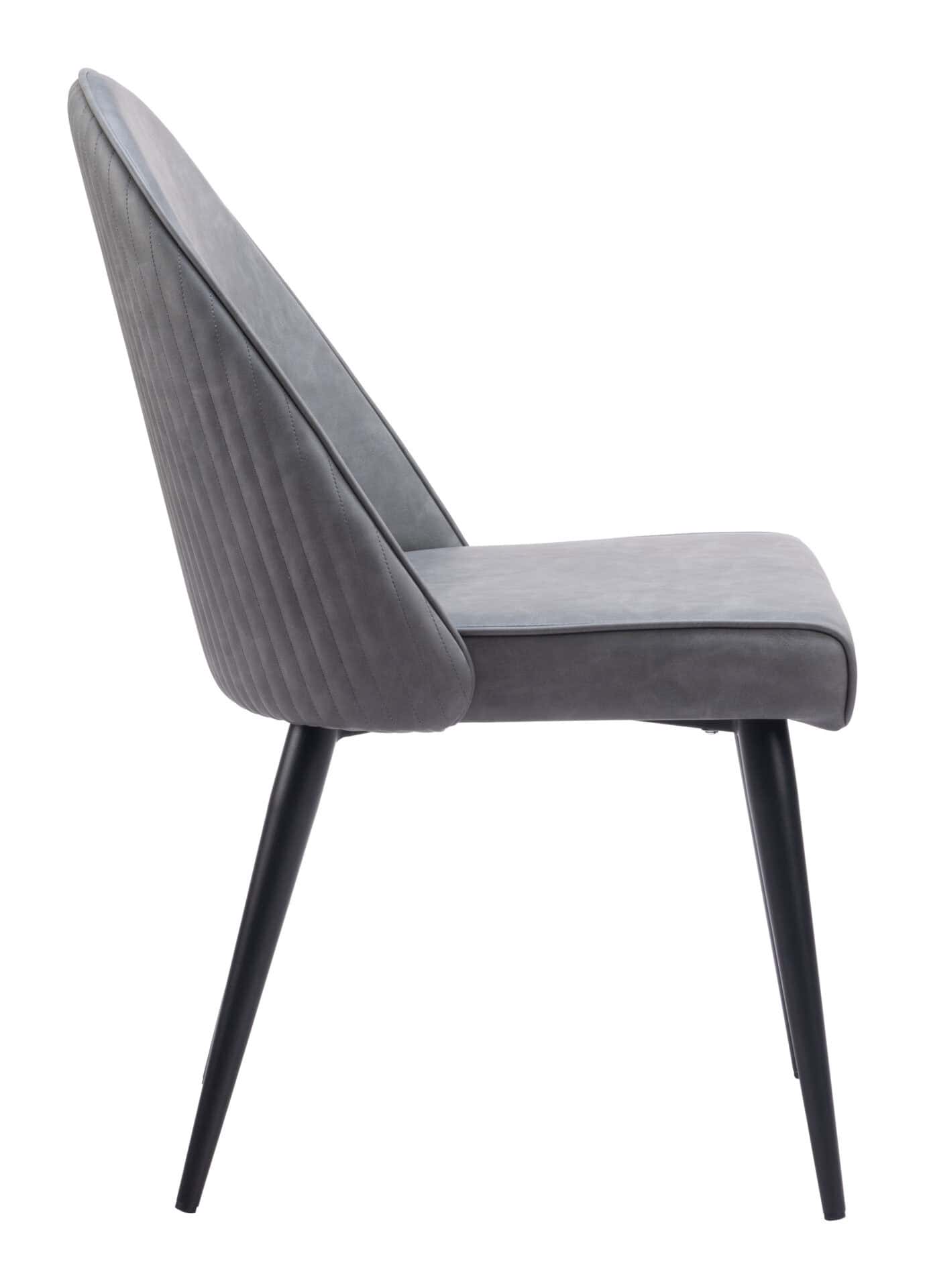 Modern Gray Armless Dining Chairs with Steel Frame (Set of 2) 2 Modern Gray Armless Dining Chairs with Steel Frame (Set of 2) - Image 2