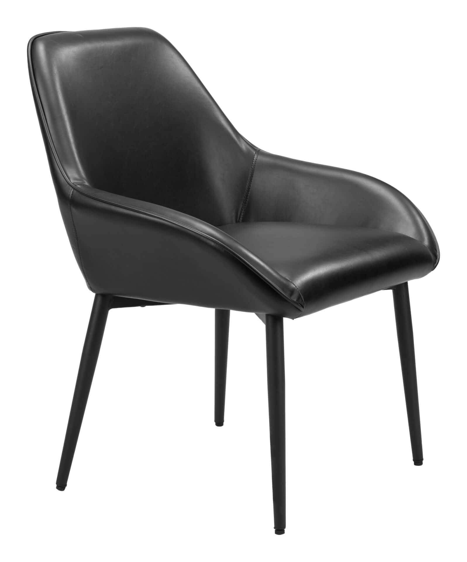 Black Modern Faux Leather Dining Chair with Steel Frame (Set of 2) 6 Black Modern Faux Leather Dining Chair with Steel Frame (Set of 2) - Image 6