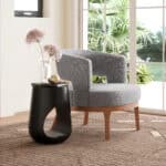 Black Mango Wood Tilk Side Table with Modern Artistic Design