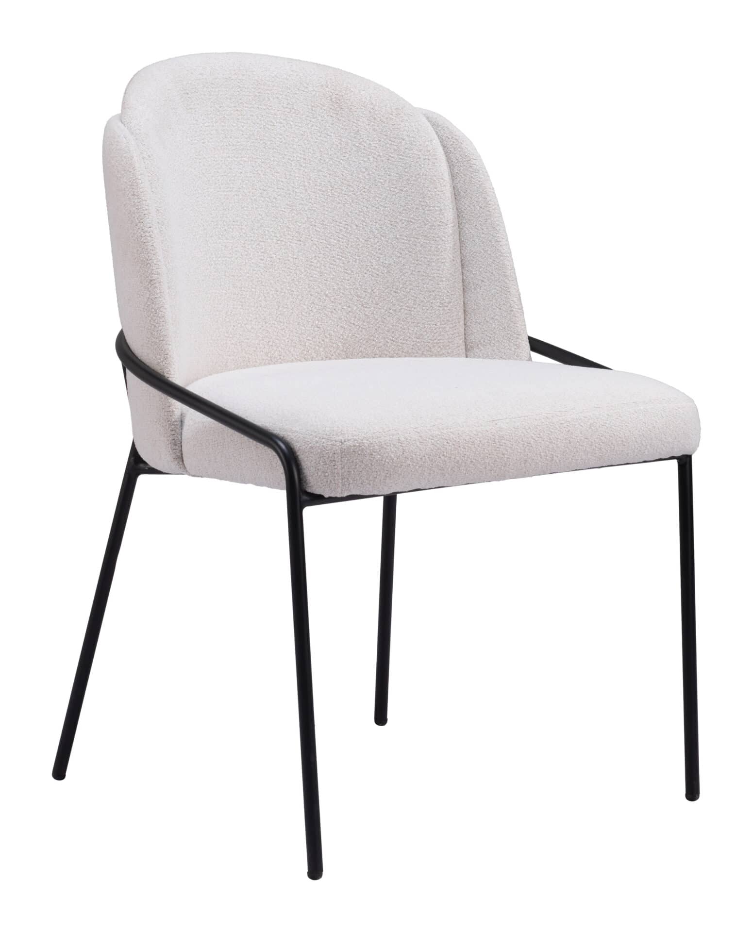 Ivory Teddy Fabric Dining Chair with Steel Legs (Set of 2) 1 Ivory Teddy Fabric Dining Chair with Steel Legs (Set of 2)