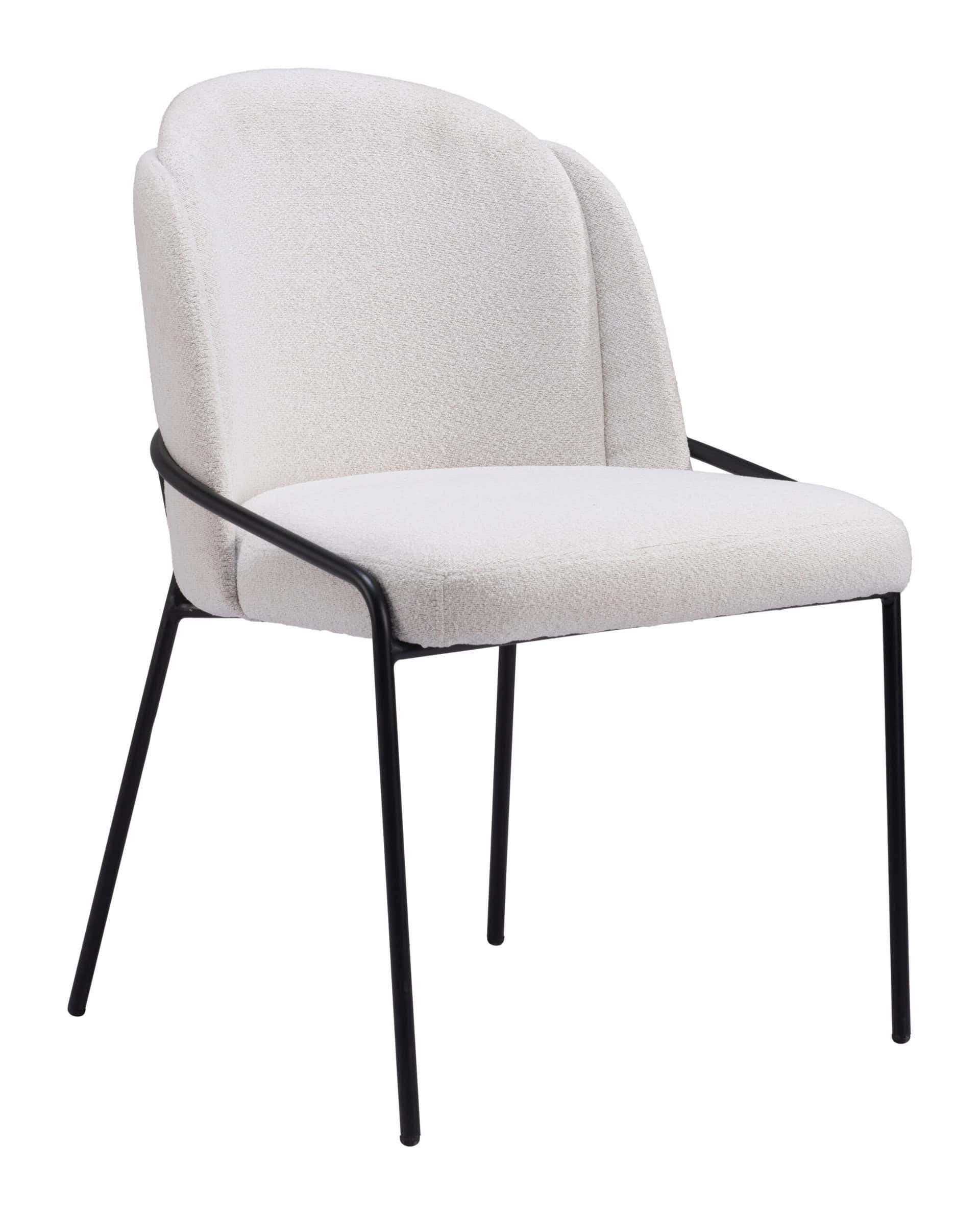 Ivory Teddy Fabric Dining Chair with Steel Legs (Set of 2) 8 Ivory Teddy Fabric Dining Chair with Steel Legs (Set of 2)