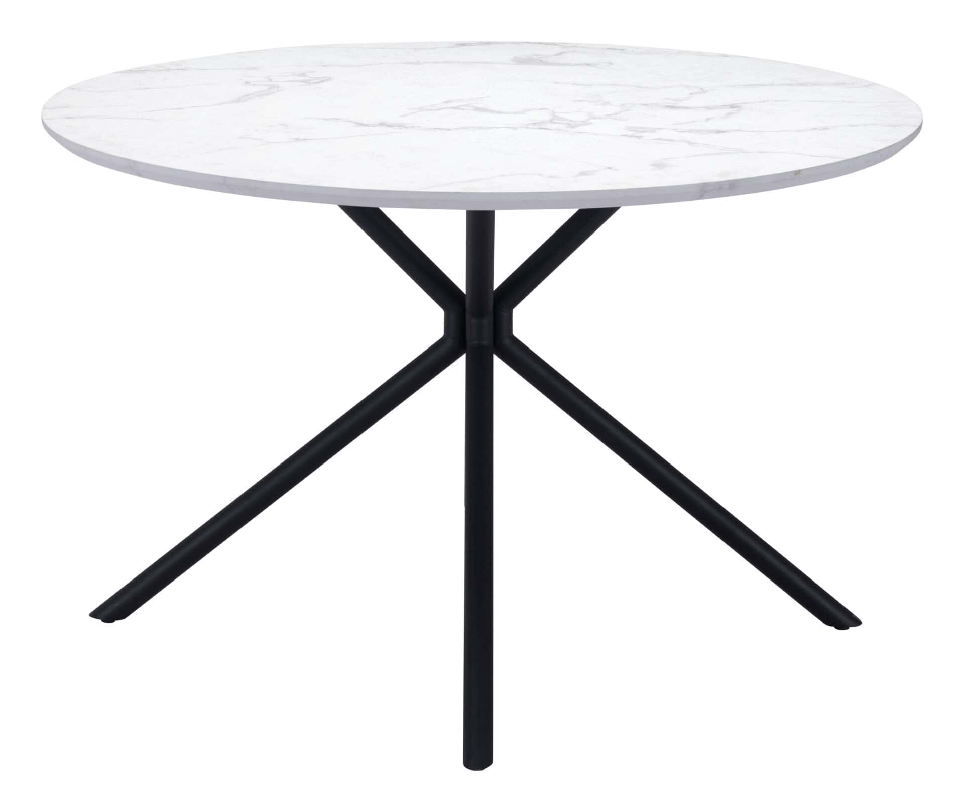 Mid Century Modern Round Dining Table with Marble Print Top 4 Mid Century Modern Round Dining Table with Marble Print Top - Image 4