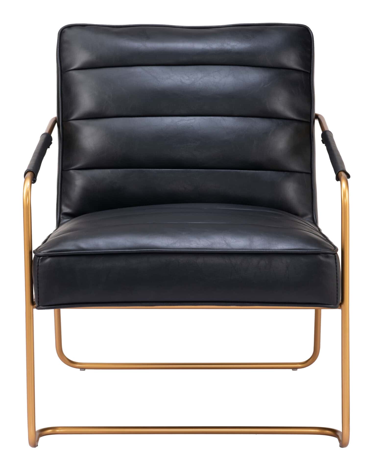 Modern Tufted Vinyl Accent Chair with Powder-Coated Steel Base 4 Modern Tufted Vinyl Accent Chair with Powder-Coated Steel Base - Image 4