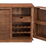 Modern Walnut Bar Cabinet with Wine Rack and Storage Shelves 18 Modern Walnut Bar Cabinet with Wine Rack and Storage Shelves