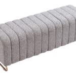 Velvet Tufted Bench with Steel Legs in Stone Gray 9 Velvet Tufted Bench with Steel Legs in Stone Gray