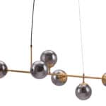 Gold-Plated Ceiling Lamp with Smoked Glass Shades 25 Gold-Plated Ceiling Lamp with Smoked Glass Shades