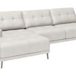 Modern Beige Leather Sectional with Steel Legs and Tufted Seat 7 Modern Beige Leather Sectional with Steel Legs and Tufted Seat