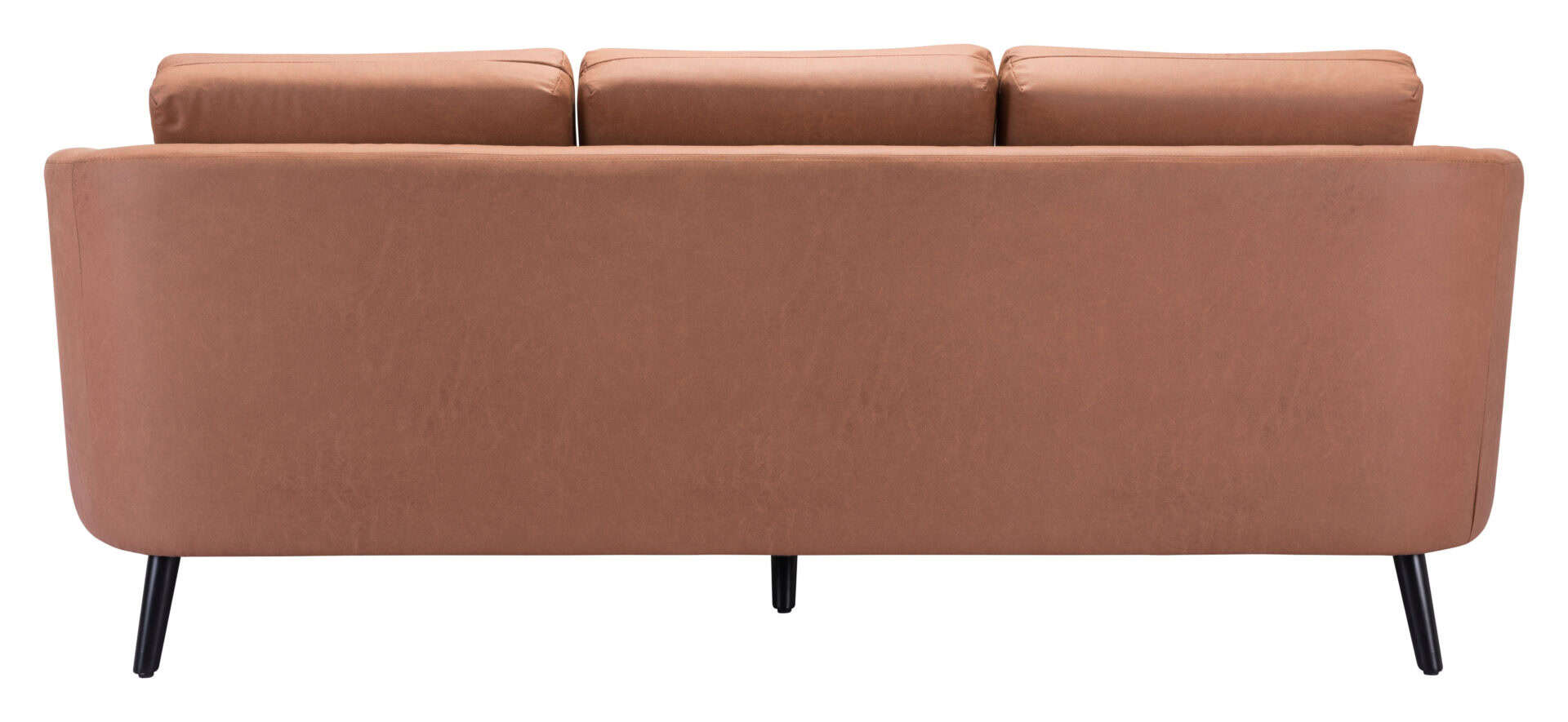 Modern Faux Leather Sofa with Wood Legs and Armrest Support 5 Modern Faux Leather Sofa with Wood Legs and Armrest Support - Image 5