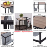Metal End Table with Magazine Organizer and Storage Spaces