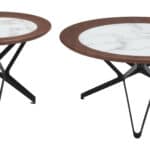 Retro Mod Mid-Century Modern Coffee Table Set with Marble Print (2-Piece)
