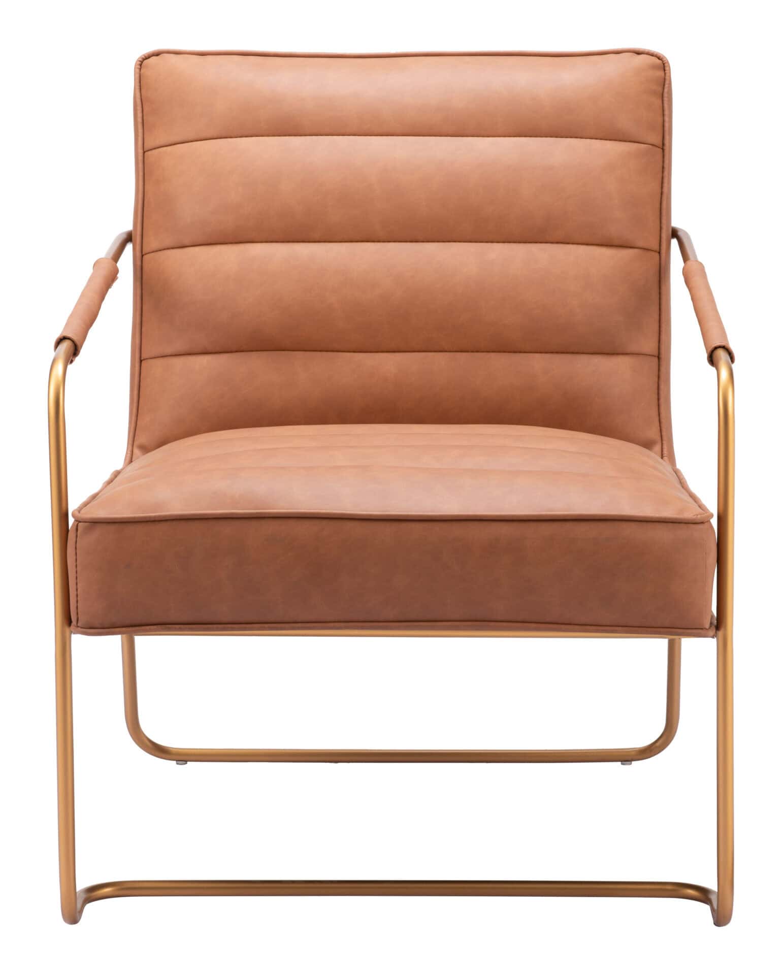 Vintage Brown Faux Leather Accent Chair with Steel Base and Armrests 4 Vintage Brown Faux Leather Accent Chair with Steel Base and Armrests - Image 4