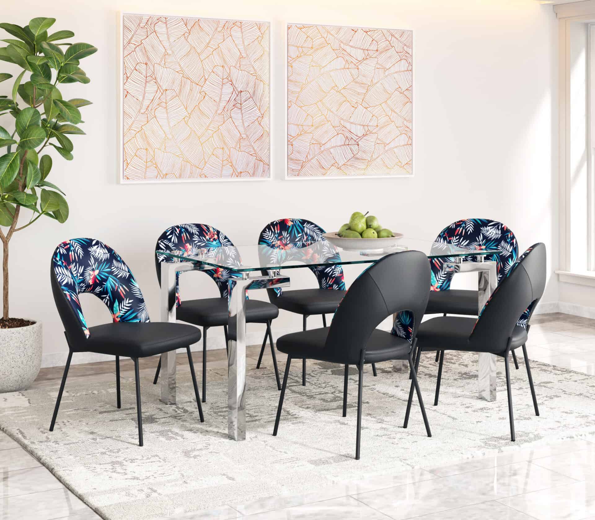 Multicolor Velvet Dining Chairs with Steel Frame (Set of 2) 3 Multicolor Velvet Dining Chairs with Steel Frame (Set of 2) - Image 3
