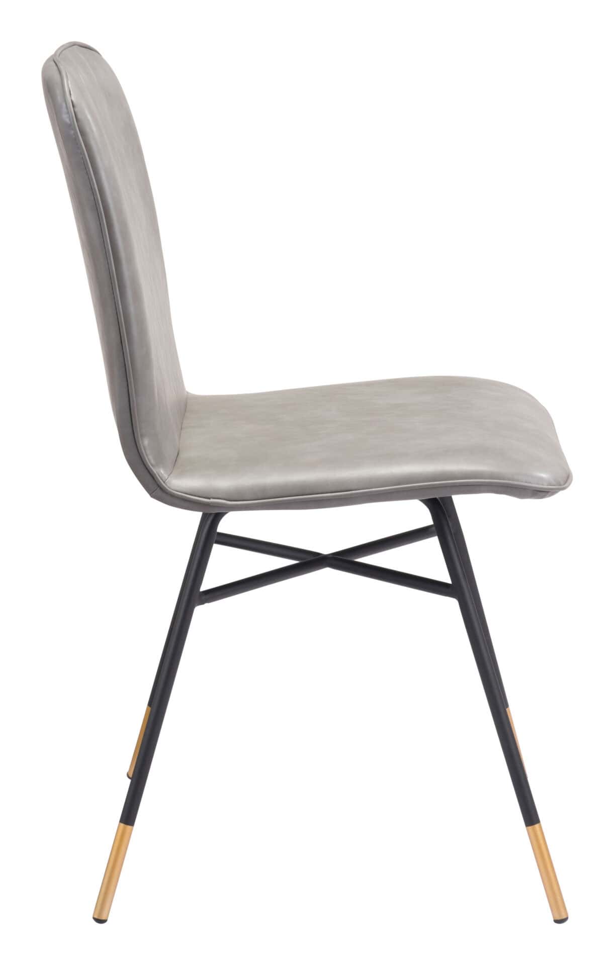 Gray Faux Leather Dining and Accent Chair with Gold Tips (Set of 2) 4 Gray Faux Leather Dining and Accent Chair with Gold Tips (Set of 2) - Image 4