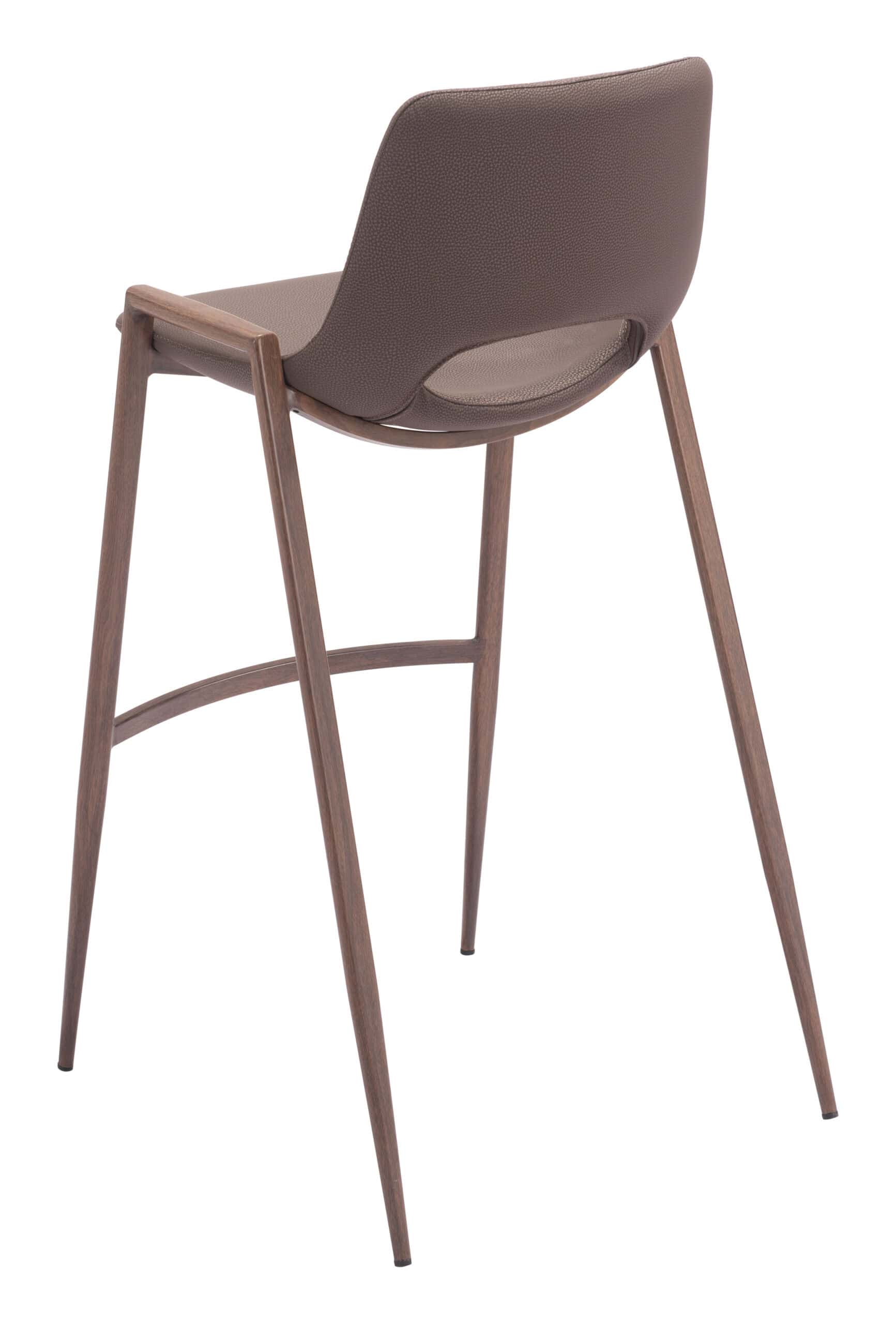 Mid-Century Modern Brown Barstool with Walnut Legs (Set of 2)