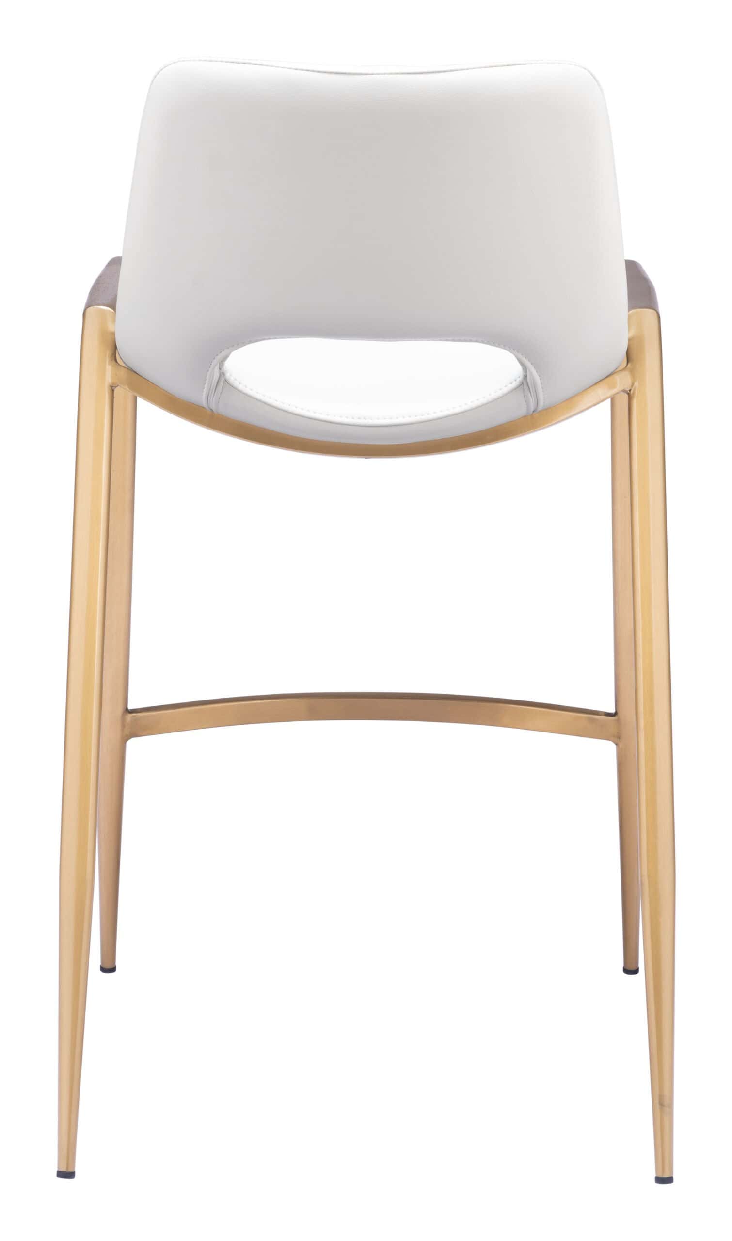 White and Gold Faux Leather Counter Stool with Footrest (Set of 2)