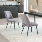 Gray Boho Dining Chair with Steel Legs (Set of 2)