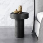 Minimalist Round Mango Wood Side Table with Rubber Feet Protection 7 Minimalist Round Mango Wood Side Table with Rubber Feet Protection