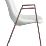 Mid-Century Modern White Dining Chair with Walnut Legs (Set of 2)
