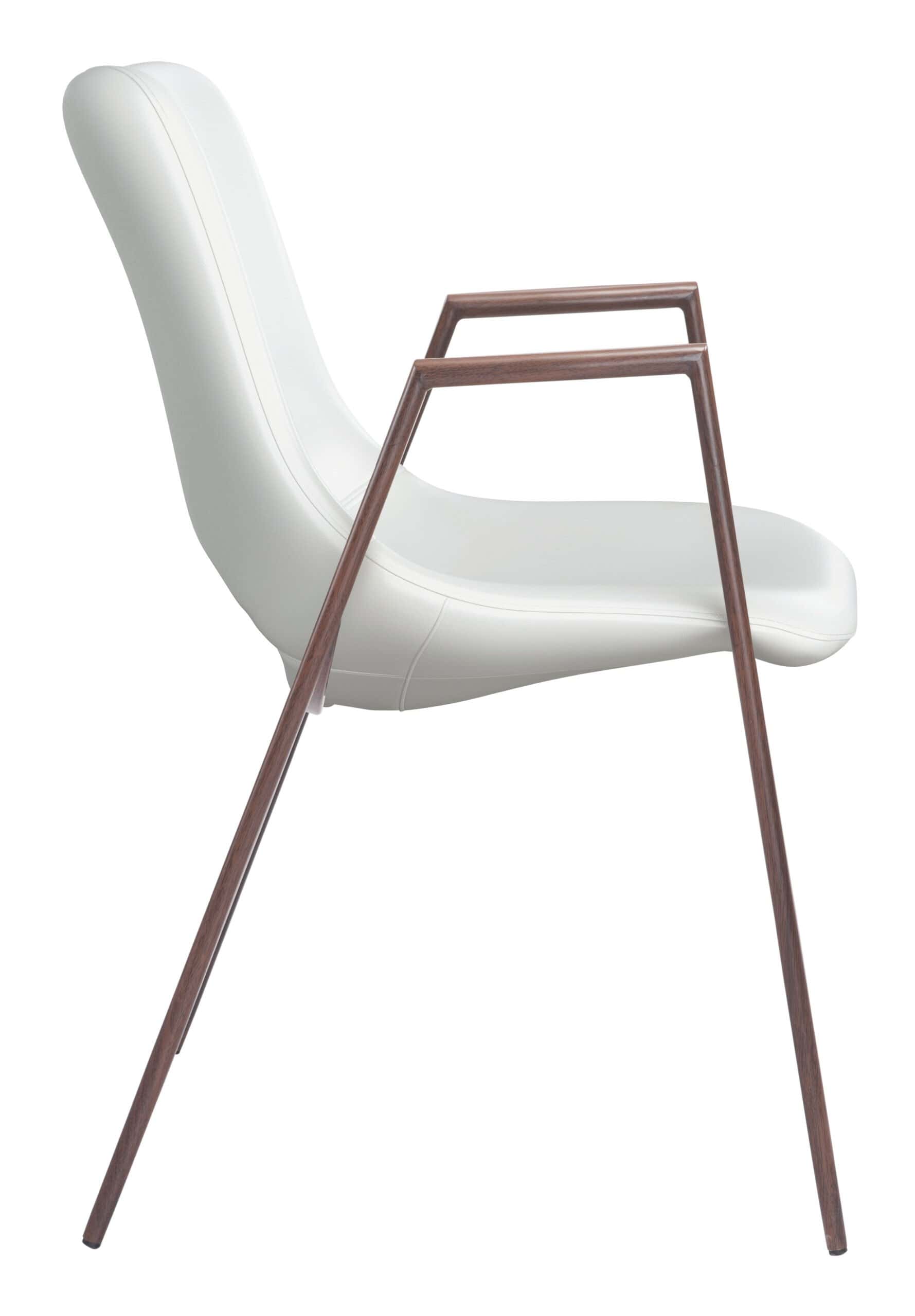Mid-Century Modern White Dining Chair with Walnut Legs (Set of 2)