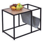 Metal End Table with Magazine Organizer and Storage Spaces