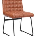 Brown Tufted Faux Leather Dining Chair Steel Frame (Set of 2)