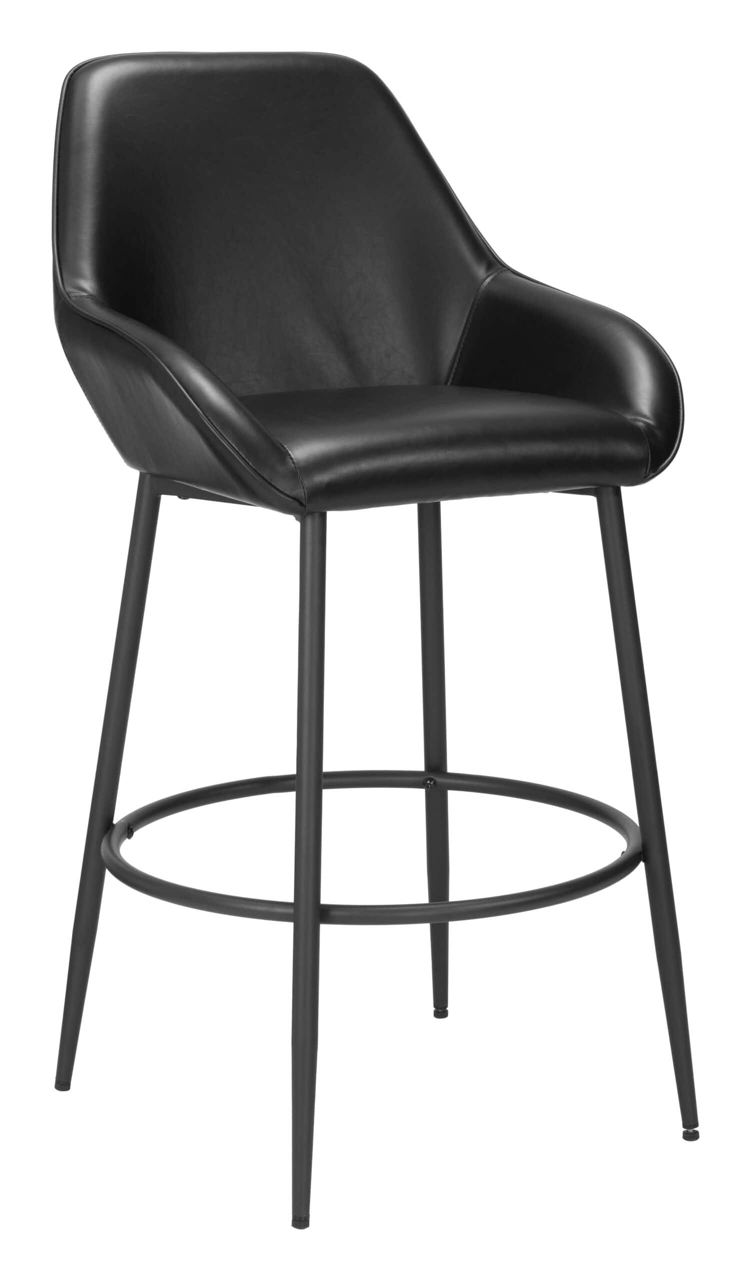 Modern Faux Leather Barstools with Armrests and Footrest (Set of 2) 8 Modern Faux Leather Barstools with Armrests and Footrest (Set of 2)