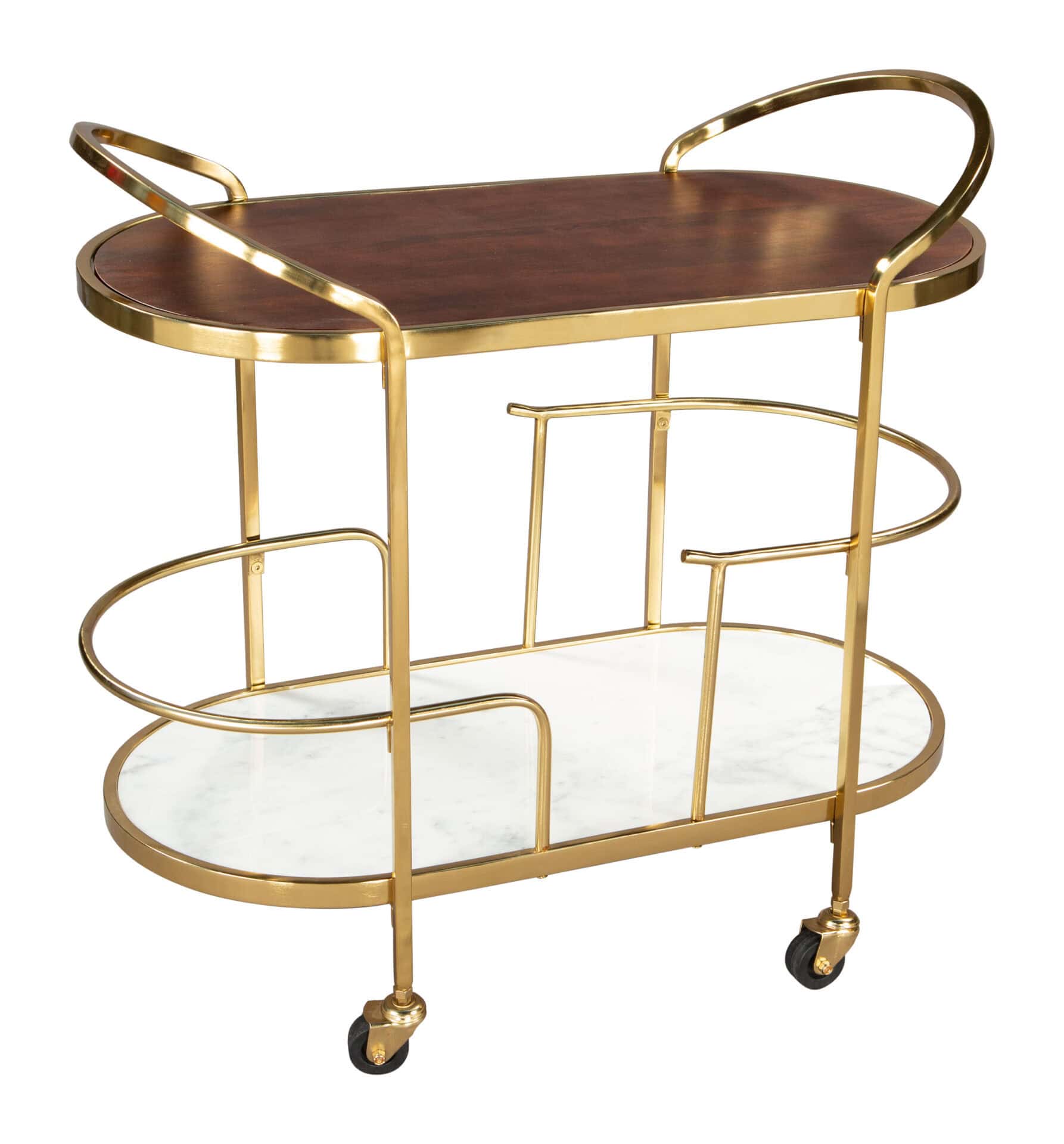 Multicolor Acacia Wood and Steel Bar Cart with Caster Wheels 4 Multicolor Acacia Wood and Steel Bar Cart with Caster Wheels - Image 4