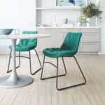 Velvet Tufted Dining Chair with Steel Frame in Green (Set of 2)
