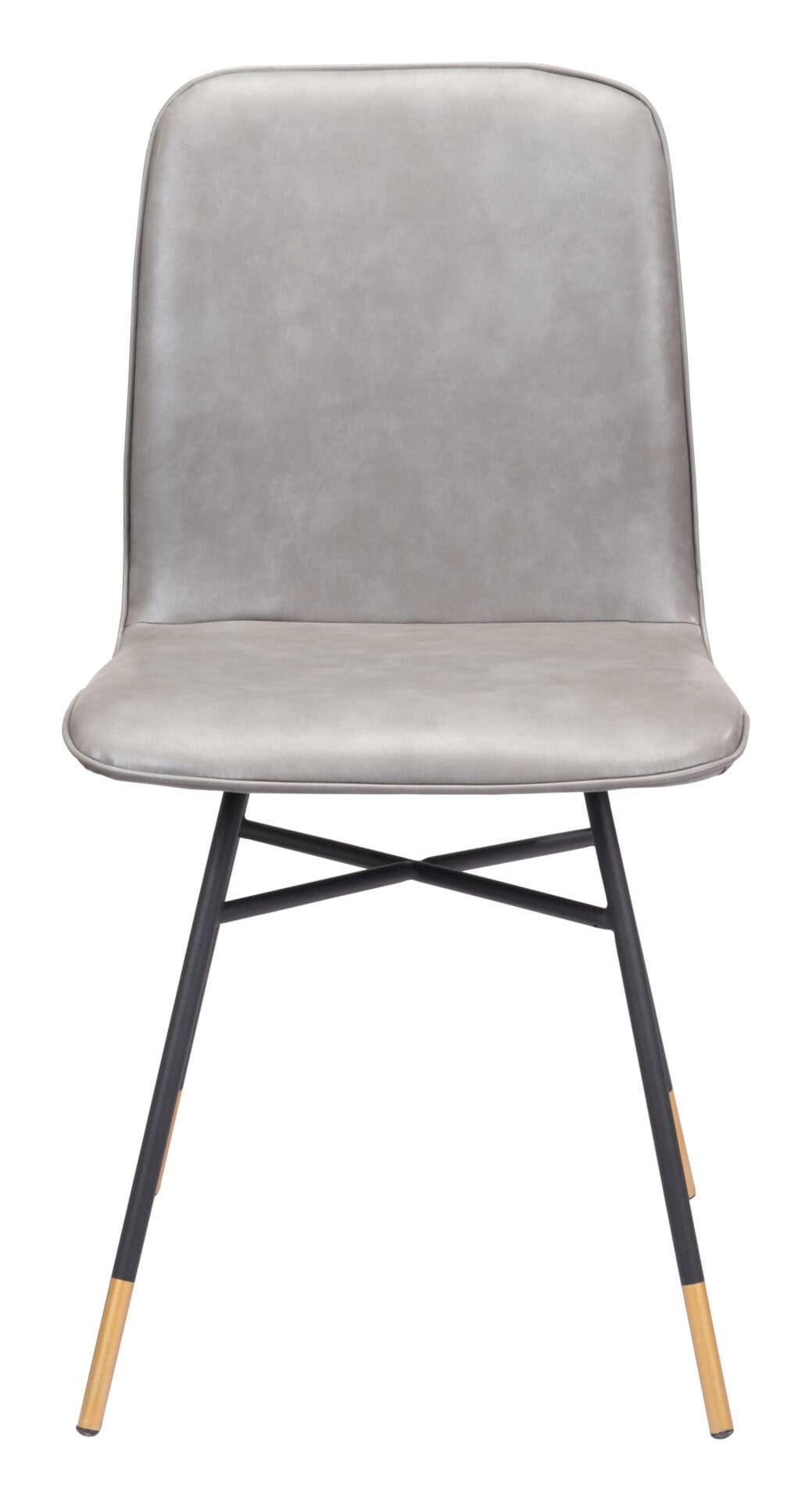 Gray Faux Leather Dining and Accent Chair with Gold Tips (Set of 2) 5 Gray Faux Leather Dining and Accent Chair with Gold Tips (Set of 2) - Image 5