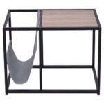 Metal End Table with Magazine Organizer and Storage Spaces
