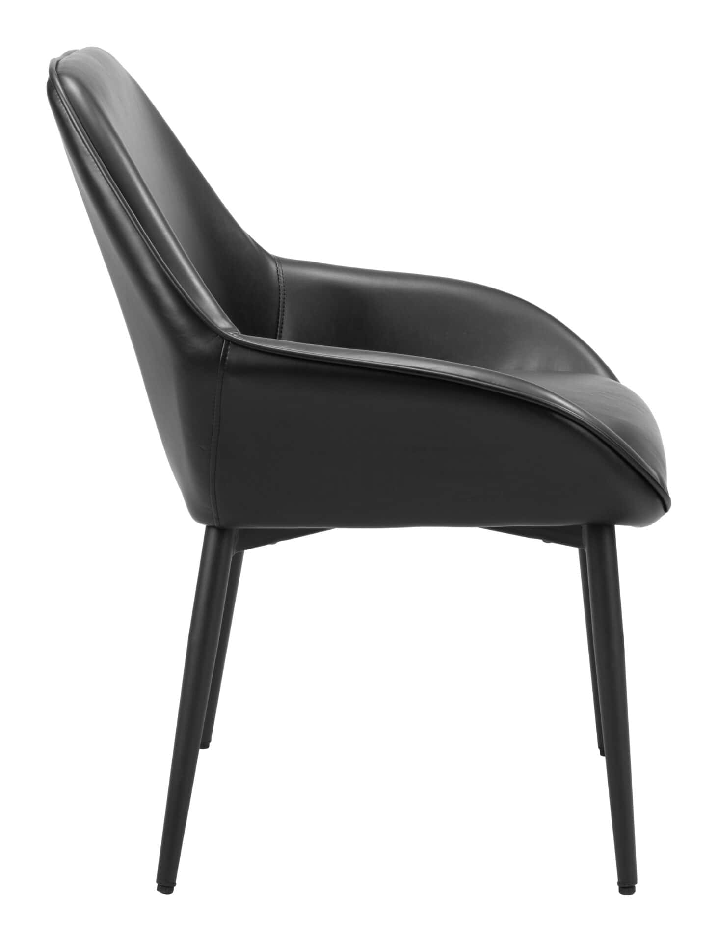 Black Modern Faux Leather Dining Chair with Steel Frame (Set of 2) 2 Black Modern Faux Leather Dining Chair with Steel Frame (Set of 2) - Image 2