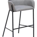 Gray Steel Barstool with Vinyl Upholstery and Armrest Support 10 Gray Steel Barstool with Vinyl Upholstery and Armrest Support