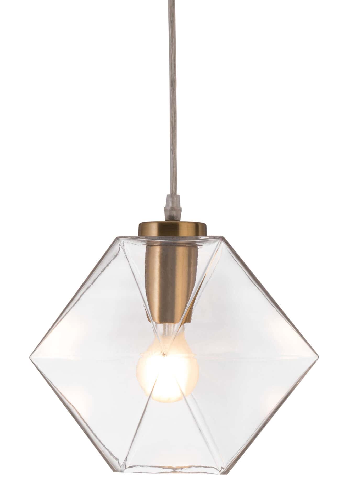 Geometric Brass Ceiling Lamp with Tempered Glass Shade 3 Geometric Brass Ceiling Lamp with Tempered Glass Shade - Image 3