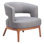 Slate Gray Vinyl Accent Chair with Wood Base and Armrests 11 Slate Gray Vinyl Accent Chair with Wood Base and Armrests