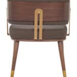 Walnut Brown Dining Chair with Faux Wood Steel Legs and Armrests