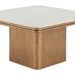 White and Brass Coffee Table with Faux Terrazzo Top 9 White and Brass Coffee Table with Faux Terrazzo Top