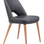 Modern Black Dining Chair with Faux Leather and Wood Legs (Set of 2) 12 Modern Black Dining Chair with Faux Leather and Wood Legs (Set of 2)