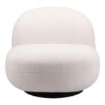 Modern Shearling Style Accent Chair with Steel Legs, Cream