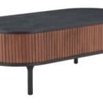Black & Walnut Coffee Table with Storage Drawer and Oval Top 14 Black & Walnut Coffee Table with Storage Drawer and Oval Top